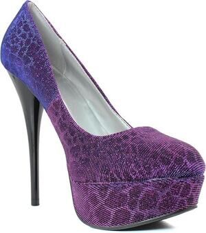 QUPID Women's Berry Fabric Leopard Lurex Fabric Stiletto Heel Pumps | Size 7.5
